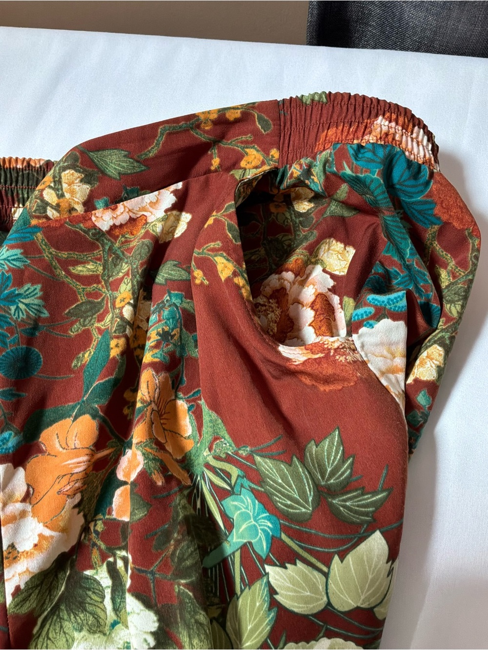 Chico’s Size 1.5R Rust Floral Wide Leg Crop Palazzo Pants Elastic Waist Women M - Picture 4 of 9